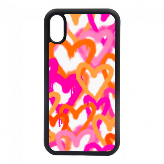 Pink and orange hearts case