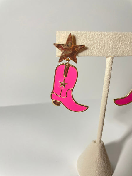 Pink Cowboy Boot Earrings