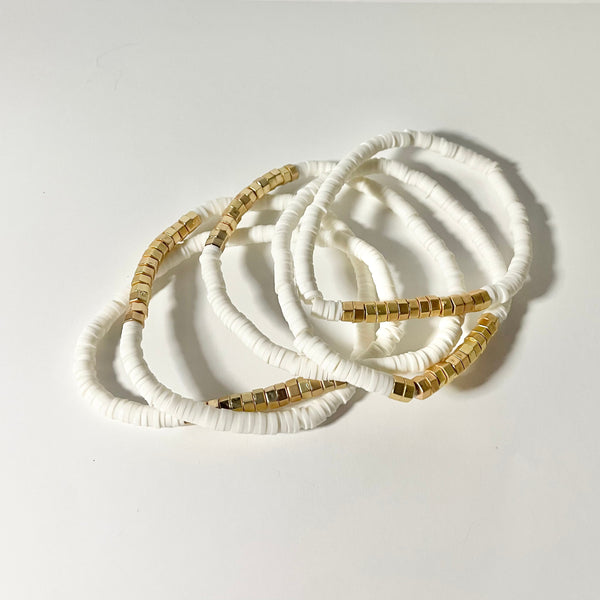 White Beaded Bracelets