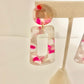 Pink resin earrings