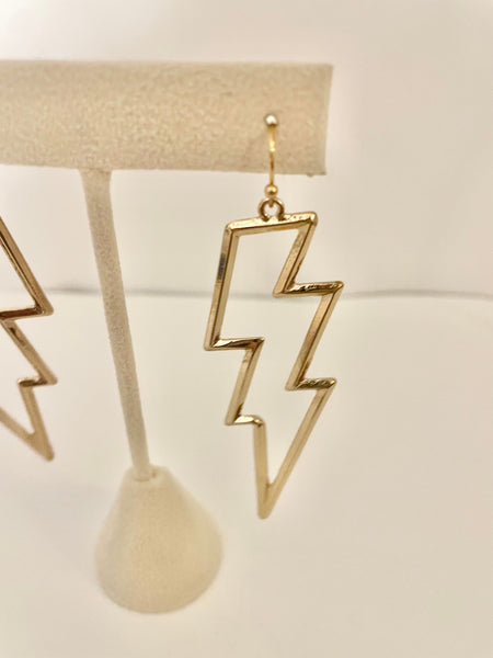 Gold lightning bolt earrings