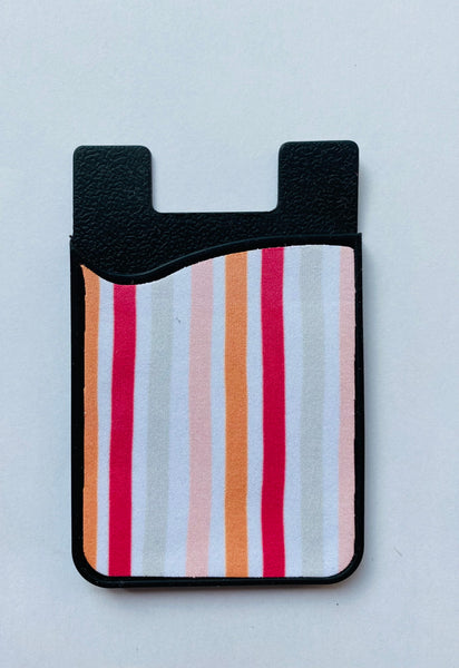 pink and orange stripe card holder phone credit card